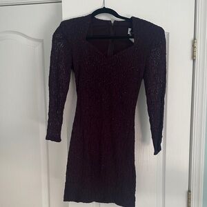 Zum Zum by Niki Livas Elegant Long Sleeve Dress in Dark Purple